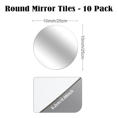 Image of 10 Pack Round Mirror Centerpieces for Tables, 10 inch Acrylic Circle Mirror Trays Candle Plates for Craft Wedding Flowers Table Centerpieces Decorations Wall Decor (10inch)
