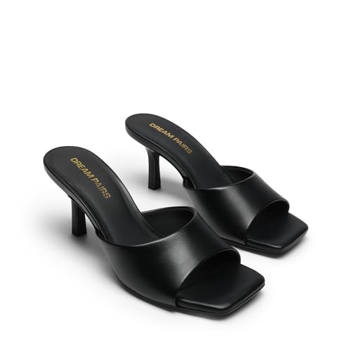 Image of DREAM PAIRS 2026 Women's Kitten Heels Sandals - Square Toe Slip On Low Heels, Heeled Mules Footwear for Everyday, Dressy & Casual Occasions