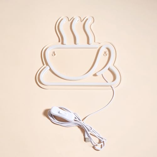 Image of Coffee Cup LED Neon Sign, Pink Neon Signs For Wall Decor, Neon Lights Sign Powered By 5V USB,Used For Bedroom, Party, Game Room, Living Room,Office