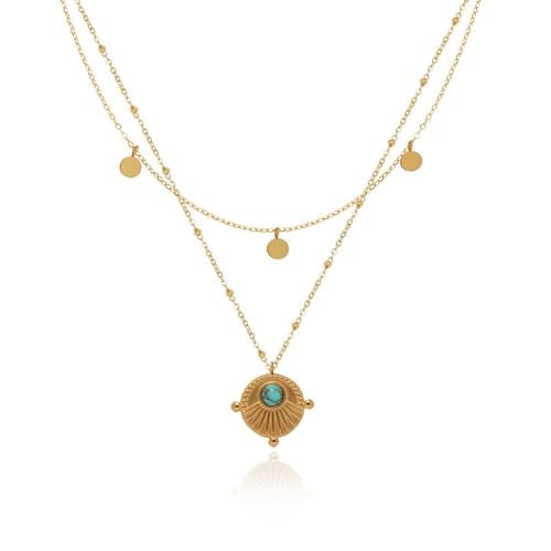 Collier bohème double couche en acier ZXQUEGF pour vos looks d'été