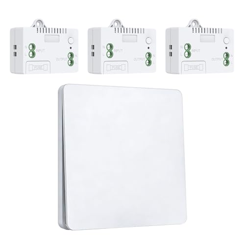 Funk Lichtschalter Set 230V - Batterieloser Drahtloser...