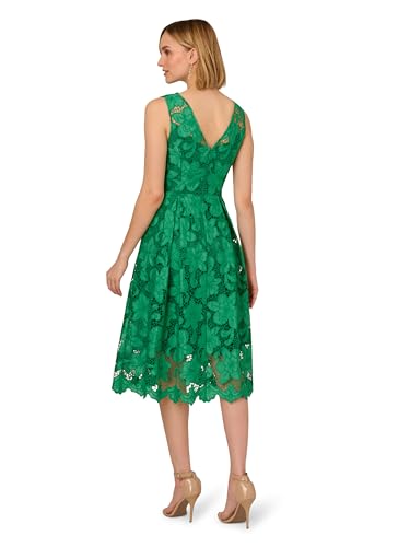Image of Adrianna Papell Women's Lace Boat Neck Midi Dress