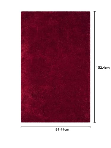 Image of Handmade 2 Inch Pile Height Super Soft Touch Export Quality Plain Shag Rectangular Carpets For Home Size 3 X 5 Feet Color Maroon