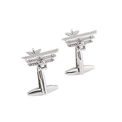KnBoB Mancuernillas Hombre Avión Plateadas Personalizadas miniatura 1