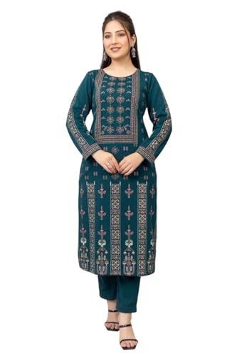 Image of HIFZAA Woollen Winter wear Kurti Palazo Set for Womens Warm Kurta Suit for Ladies Pure Wool M to 4XL