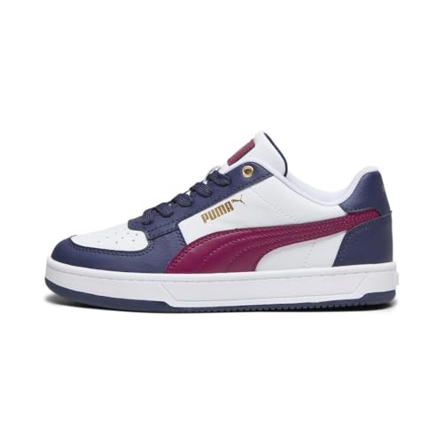 PUMA Caven Sneaker, White-Dark Jasper Navy-Gold, 6 US Unisex Big Kid