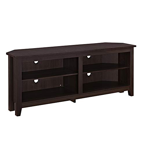 Walker Edison Maxwell Classic 2 Shelf Corner TV Stand for TVs up to 65 Inches, 58 Inch, Espresso