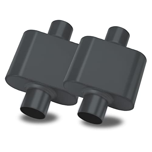 Image of Pair of Single Chamber Performance Race Muffler 3 inch Center /Center Universal Steel Muffler (3 Inch)