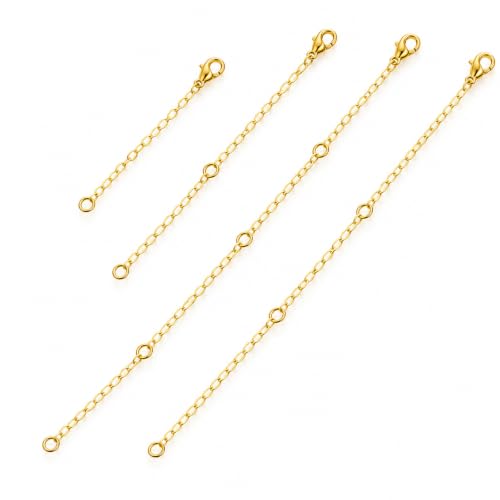 Image of KUTKE 4PCS Gold Necklace Extenders with Clasps,2/4/6/8 Inch,Clasp Extension Chains for Necklaces and Bracelets (Assorted Sizes)