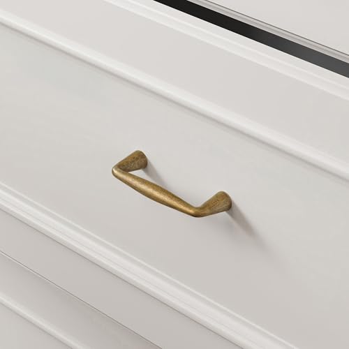 homdiy 10 Pack 3in Vintage Brass Cabinet Pulls Kitchen Cabinet Handles Kitchen Hardware for Cabinets Zinc Alloy Drawer Pulls