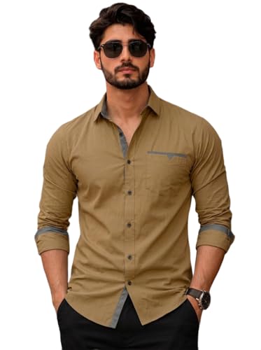 Image of Amazon Brand - INKAST Cotton Shirt for Men | Regular Fit Full Sleeve Casual Shirt | Stylish Formal Office Wear Shirts for Men | Soft Comfortable Breathable Cotton Fabric | Fashionable Office Wear