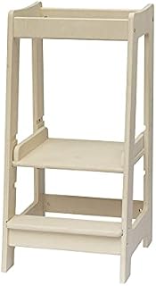 Stepup Baby Montessori Learning Tower Kitchen Helper Stand, Adjustable Toddler Steps with Safety Rail, Solid Wood, Natural Finish