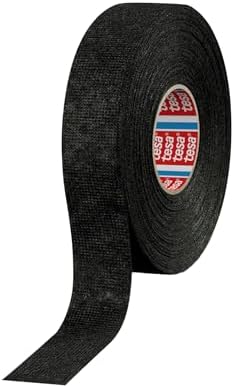 Tesa 51608 High-Temp Wiring Harness Tape - Black Cloth Tape For Cable Looms, 2 Rolls