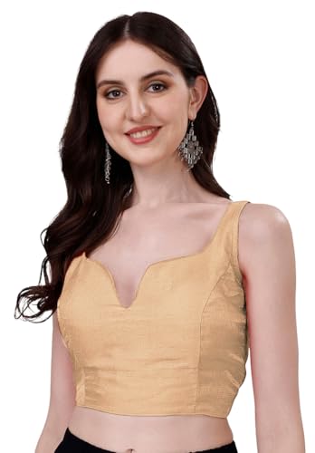Image of Pujia Mills Women's Heavy Phantom Silk Bollywood Style Sleeveless Trendy Blouse(Veda)