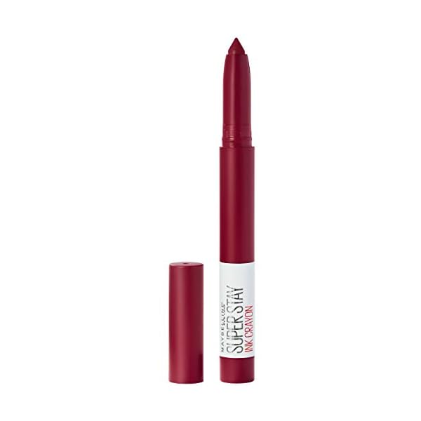 Maybelline Super Stay Ink Crayon Lipstick Makeup, Precision Tip Matte Lip Crayon with Built-in Sharpener, Longwear Up To 8Hrs, Make It Happen, Berry Red, 1 Count