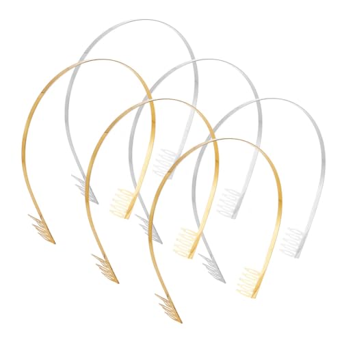 GOMAKERER - GOMAKERER 6 pcs 2 couleurs Serre Têtes en Métal Dur Vierges Simples et Fins Cerceaux pour Cheveux en Fil de Fer Accessoires pour Cheveux avec Petit Peigne pour Décoration de Cadeau D'Anniversaire