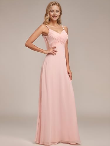 Image of Ever-Pretty Women's Summer Backless Spaghetti Strap Chiffon Bridesmaid Dresses Empire Waist Formal Wedding Guest Dress