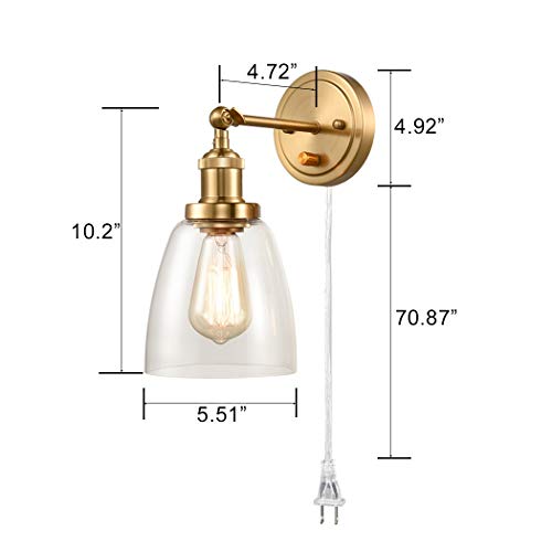 Calxy Industrial Brass Swing Arm Wall Sconces Set Of 2 Glass Hardwired Or Plug-In Bath Bedroom Wall Lamps #TOP6