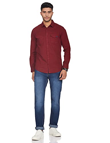 Image of Spykar Men's Solid Slim Fit Shirt