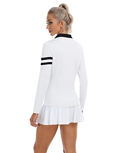 Soneven Womens Golf Shirts Moisture Wicking Long Sleeve Polo Shirts Collared V-Neck Golf Polos Shirts