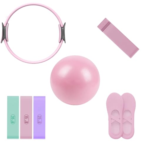Generisch Pilates Set, 14\" Magic Circle, Long & Loop Resistance Bands, Soft Pilates Ball, Grip Socks,Puller, Home Workout Equipment for Women & Beginners to Tone, Flexibility & Core Strength (A) Generisch Pilates Set, 14\" Magic Circle, Long & Loop Resistance Bands, Soft Pilates Ball, Grip Socks,Puller, Home Workout Equipment for Women & Beginners to Tone, Flexibility & Core Strength (A)