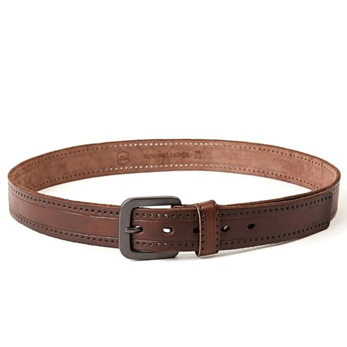 peacechaos Full Grain Leather Mens/Women Belt Heavy Duty Work Belt for Jeans 1.5 Wide 5 Holes adjustable length by hand3