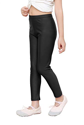 Teen Girls Athletic Active Dance Leggings for Kids Shiny Workout Tight Exercise Yoga Pants