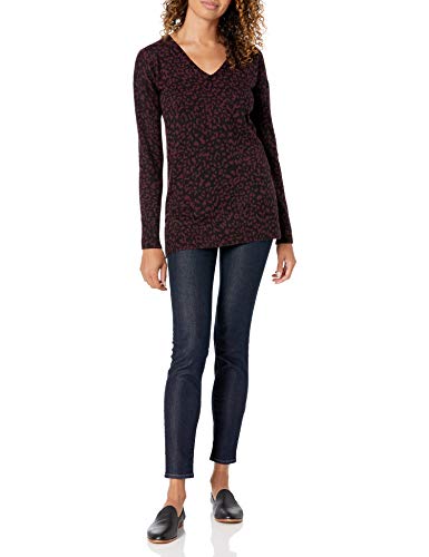 Amazon Essentials WAE35009FL18-MULBA-MEDIUM Women'S Lightweight Long-Sleeve V-Neck Tunic Sweater (Available In Plus Size), Black Animal Print thumb #4