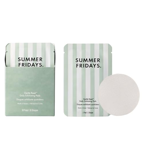 Summer Fridays Gentle Reset Daily Exfoliating Pads - Face Exfoliator with AHAs + PHAs to Smooth Texture + Even Skin - Korean Skin Care Ingredients - Soothing + Hydrating Toner Pads - Vegan (30 Count)