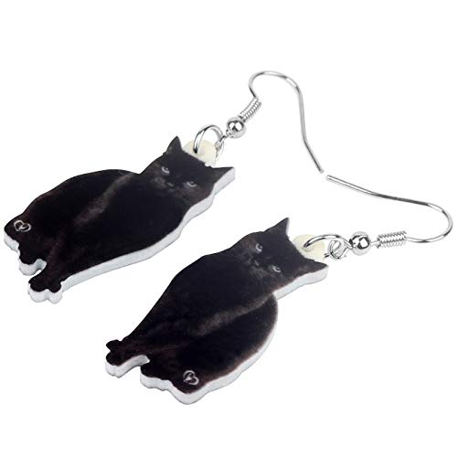 Bonsny Drop Dangle Sweet Black Cats Earrings Gift Pets Pattern Fashion Jewelry For Women3