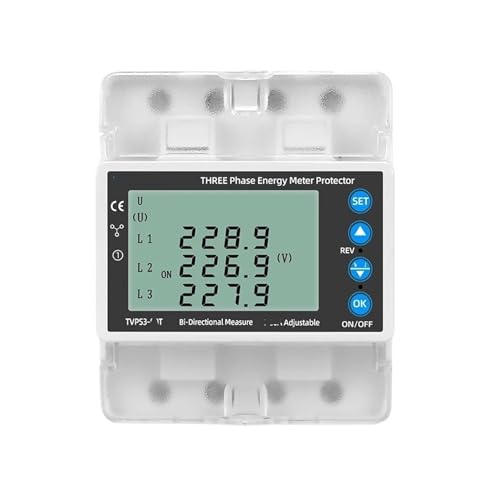 Protecteur de surtension triphasé 380V et relais puissance avec compteur kWh 80A intégré