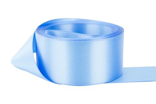 Image of Ribbon Bazaar Double Faced Satin - Premium Gloss Finish - 100% Polyester Ribbon for Gift Wrapping, Crafts, Scrapbooking, Hair Bow, Decorating & More - 1 /4 inch French Blue 50yd Spool