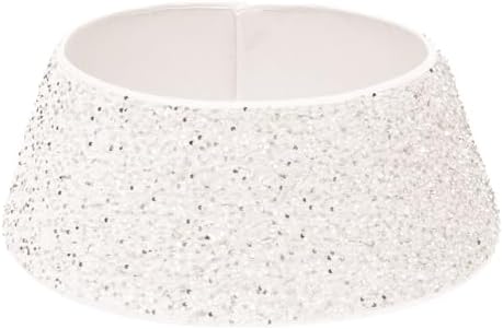 Christmas Tree Skirt with White Sequins, 22 Inch Glitter Tree Collar,Velvet Base Cover Decor, Festive Trunk Cover Ring,Seasonal Decorations