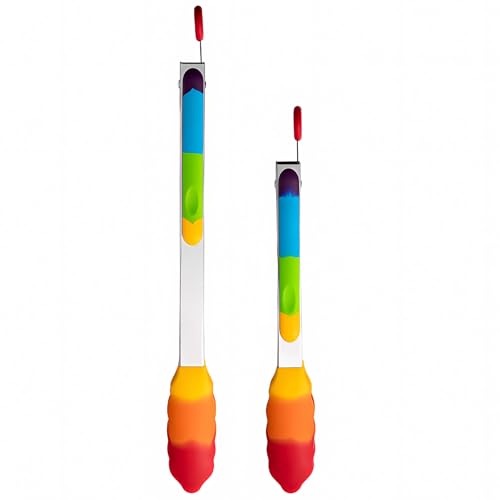 Rainbow Tongs for Cooking, Heat Resistant Stainless Steel Kitchen...