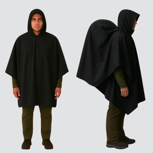 Capa De Chuva Estilo Poncho Preto - Resistente E Reutilizável Unissex - Tam Único. Sem ajustes. A pr
