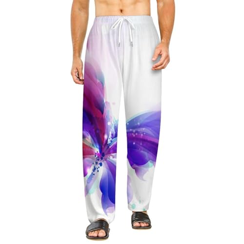 Pantalon de pyjama violet papillon femme S avec poches pour détente