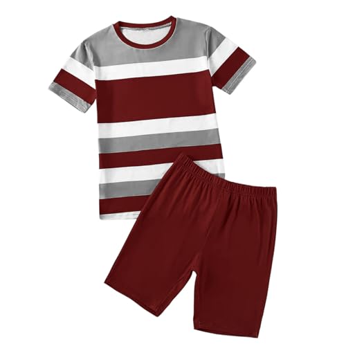 Ensemble short et haut manches courtes décontracté d'été à rayures