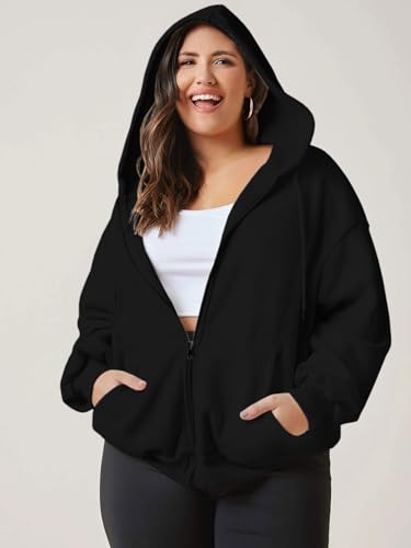 Image of FUNKY MONKEY Plus Size Loose FIT Womens Zip UP Hoodie Sizes Till 5XL