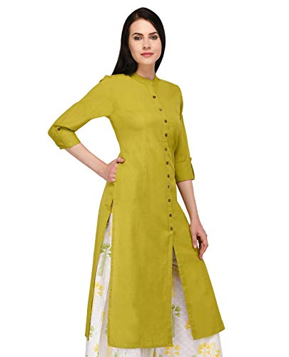 Image of Pistaa's Women's Cotton Regular Fit Casual Kurta