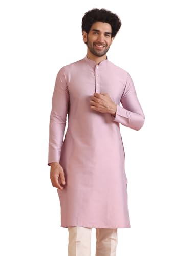 Kisah Men's Cotton Blend Solid Regular Kurta (Ka-0870_Onion Pink