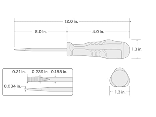 Image of TEKTON Long 3 /16 Inch Slotted High-Torque Screwdriver | DHS34188 | Made in USA