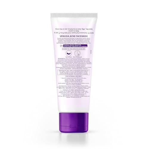 Image of Dr. Reddy's Venusia Acne Facewash | Sebum Control & Hydrating Formula | Clears Acne-marks | Enriched with encapsulated Salicylic Acid, Glycolic Acid, Ceramide - Oat - HA Complex | Oily & Acne-Prone Skin | 75g