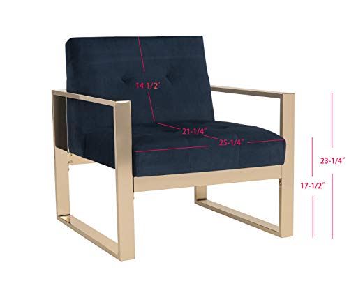 Sillón con Tela Terciopelo Azul y Detalles de Metal miniatura 3