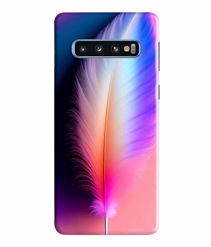 Image of Printed Hard Back Case Cover & Compatible for Samsung Galaxy S10 | Colourful Feather (Multicolor) - D1181