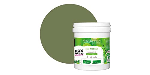 Pintura de pared natural ecológica con aspecto mate interior, 1 L, 13 m², color verde caqui Cover