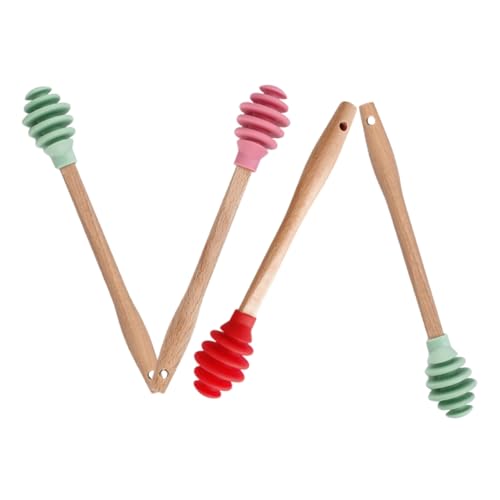 MAGICLULU 4Pcs Silicone Honey Stirring Sticks with Handle Thin Honey Dipper Rods for Jars and Teas Easy to Clean High and Low Temperature Resistant Safe Culinary Tool
