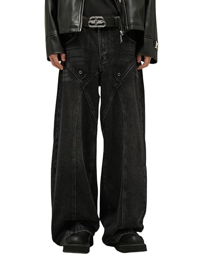 Y2k Men Jeans High Waisted Hip Hop Streetwear Jeans Aesthetic Harajuku Denim Pants Loose Baggy Skater Jeans - Main Image