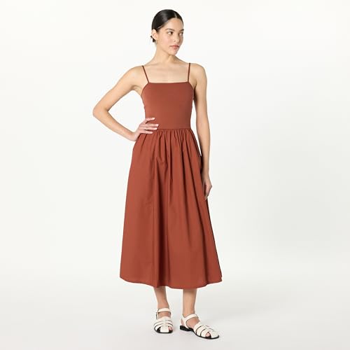 Image of The Drop Womens Robyn Mixed Media Spaghetti Strap Midi Dress