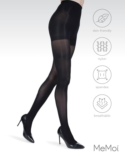 Image of MeMoi Women's Shimmer Lurex Backseam Opaque Nylon Tights