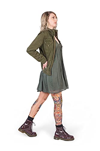 Wild Rose Ladies Salvation Tattoo Mesh Leggings, Tan, Large #TOP4